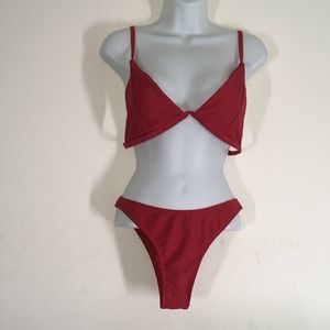 Reutter Solid Red Bikini Woman's Size Large